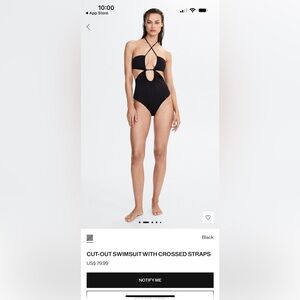 Mango Black Cut-Out Swimsuit with Crossed Straps
